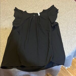 Zenana Outfitters Black Flutter Sleeve Ruffled Blouse